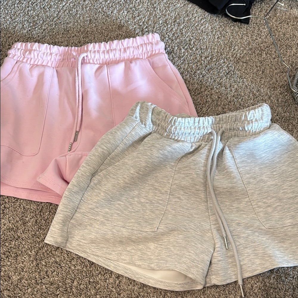 Casual Women's Shorts - Pink and Gray